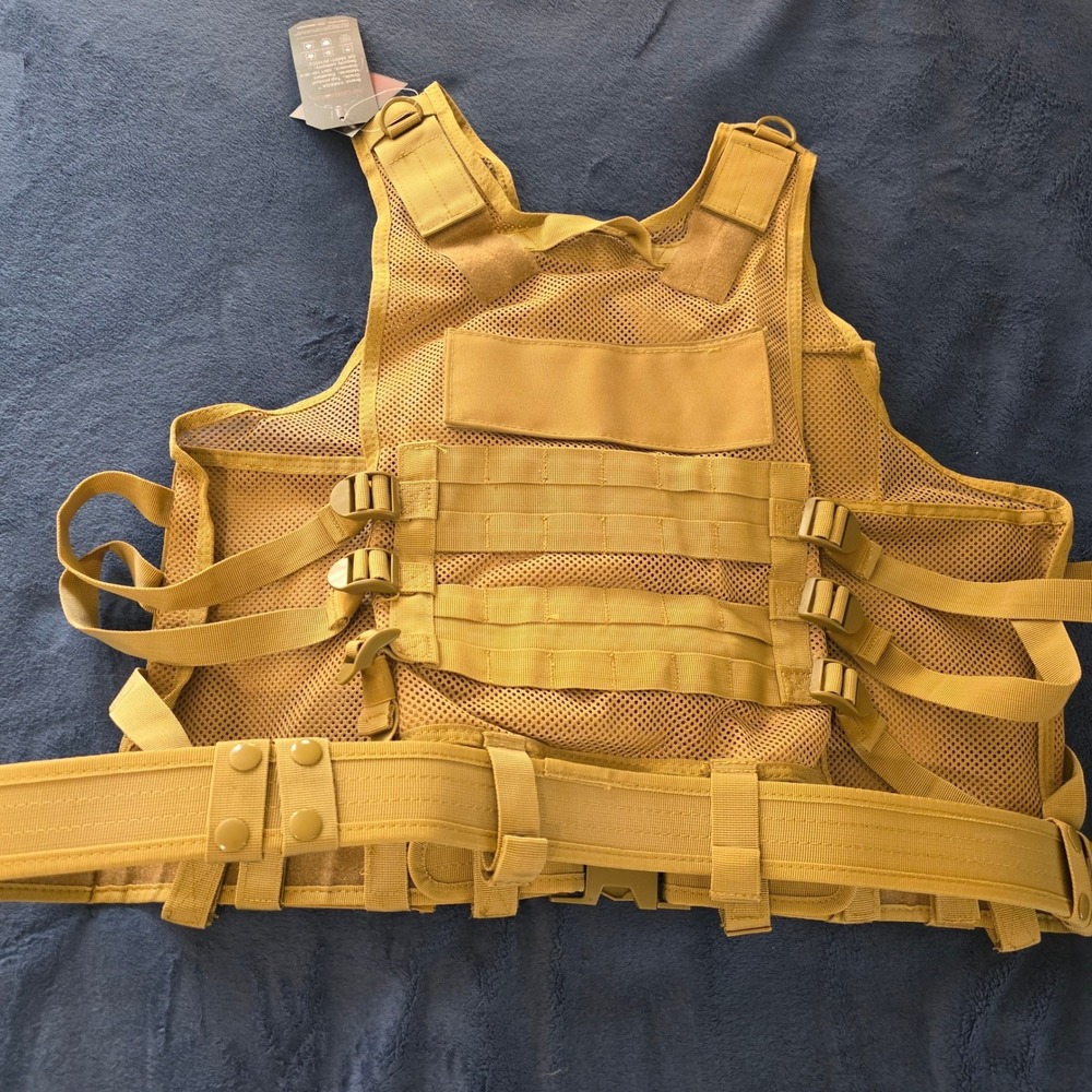 Yakeda Tactical Vest Tan Coyote Brown Molle Military Airsoft Paintball Gear NEW - Picture 3 of 11